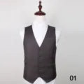Heren casual formele pak vest waistcoat gecombineerd met wit shirt voor zakelijk dagelijks - S / Tops / donkergrijs