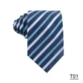 Klassieke heren zakenstropdas met blauwe en witte diagonale strepen voor formele stijl. - Gestreepte Stijl (T01)