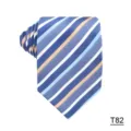 Klassieke blauwe gestreepte heren das voor zaken, elegant formeel accessoire voor dagelijks kantoor. - Gestreepte Stijl (T82)