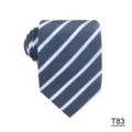 Klassieke donkerblauwe heren das voor zaken met elegante lichtblauwe diagonale strepen formeel. - Gestreepte Stijl (T83)