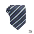 Classic striped men's necktie for business formal wear, high quality silk feel fabric. - Striped Style (T84)