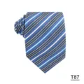 Classic men's business striped tie in blue and black, elegant necktie for formal wear. - Striped Style (T87)