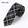 Zwart-wit ruitje zijde smalle stropdas detailweergave, elegante zakelijke halsaccessoire. - L50H-S02 (Zwart Wit Ruit)