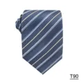 Classic striped men's necktie for business and formal wear, stylish blue silk tie. - Striped Style (T90)