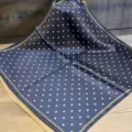 Silk square scarf navy blue small neckerchief elegant vintage style women fashion accessory 55x55 - SJ1100-JKF