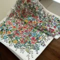 Silk floral square scarf for women, elegant botanical print luxury style neckerchief accessory. - SJ1073-JKF