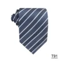 Classic striped men's necktie in dark blue with light blue and white diagonal stripes for business. - Striped Style (T91)