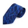 Classic blue men's necktie featuring geometric circuit map pattern for business wear. - L8588