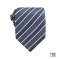 Close-up detail of a classic men's navy striped tie with pink and light blue diagonal lines. - Striped Style (T92)