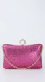 Glitzernde Strass Abendtasche mit Goldkette und Ringverschluss für elegante Damen Partys. - Fuchsia