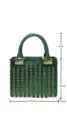 Detailansicht der grünen Strass Abendhandtasche mit kunstvollen vertikalen Kristallstreifen. - KB688 Grün