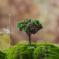 Miniatur rosa blühender Baum Modell für Mikrolandschaft Bonsai Sukkulente DIY Dekor 6,3cm - Gipskraut Geometrisch
