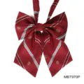 Rode JK uniform vlinderdas met strepen en kroonborduursel voor dagelijkse schoolstijl. - Wijnrode Kroonborduurwerk Stijl (MBT970P) / Bordeauxrood