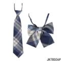 Ensemble de cravate et nœud papillon à carreaux bleu classique, détail style JK. - Carreaux Bleu Blanc Brun (06P)