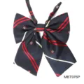 JK uniform bow tie college style navy blue red striped polyester ribbon neckwear accessory - Dark Blue Red White Striped Style (MBT976P)