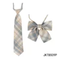 Style Japonais Uniforme JK Cravate et Noeud Papillon Ensemble de Deux Pieces Carreaux - Carreaux Bleu Beige Orange (09P)