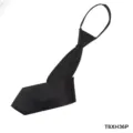 Detail shot of the black pre-tied zipper tie, showing the fine woven texture and neat structure. - Black