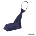 Detailopname van donkerblauwe stropdas met rits met fijne keperstructuur en handig ontwerp. - Donkerblauw