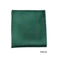 Close-up detailopname van een groen en zwart gestreepte zijden pochet zakdoek voor herenpak. - Groen en Zwart Gestreept(PS013S)