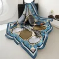Luxe zijden vierkante sjaal voor dames, elegante bloemenprint, veelzijdig mode-accessoire. - Stijl SJ110-JKJ