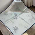 Detail view of the elegant digital printed silk square scarf with floral pattern. - SJ939-JKF
