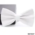 Gedetailleerde close-up van een witte gestructureerde vlinderdas, elegante stof voor formele mode. - Witte Keper (MBT983P)