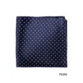 Donkerblauwe pochet met stippen voor heren, elegante zijdeachtige zakdoek voor formele pakken. - Donkerblauw Witte Stippen(PS24S)