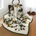 Luxurious silk large square scarf with elegant floral and chain print, smooth and soft. - Style SJ132-JKJ