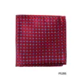 Stijlvol rode zijden pochet voor heren met een klassiek blauw en wit ruitpatroon. - Rood Blauw Wit Raster(PS28S)