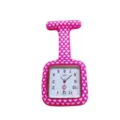 Pink silicone nurse fob watch detail, cute white heart pattern, quartz movement timepiece. - Pink Heart