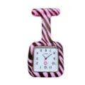 Silicone nurse fob watch with pink brown zebra print pattern, square quartz pocket watch. - Pink Brown Zebra