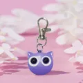 Portachiavi gatto viola cartone animato carino con moschettone in metallo per borsa. - Viola