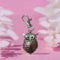 Orologio da tasca gufo argentato portachiavi orologio infermiera con dettagli smaltati. - Rosso Argento