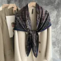 Luxury silk scarf with vintage paisley print, elegant square shawl design for women autumn. - SJ462-JKF