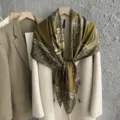 Silk scarf for women, elegant printed large square scarf, versatile autumn winter shawl. - SJ463-JKF
