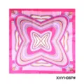 Pink geometric pattern small silk scarf, elegant accessory for women, square style detail. - Pink Purple Wave Print