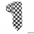 Zwart-witte geruite das voor heren, slanke stropdas met geometrisch patroon voor mode. - L50-A34