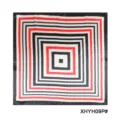 Women fashion silk square scarf black red white geometric striped neckerchief classy - Black Red White Geometric Stripe
