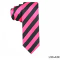Men's fashion black and hot pink striped narrow necktie, stylish polyester silk business wear. - L50-A39