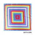 Close-up detail of geometric concentric square pattern silk scarf, vibrant colorful print. - Colorful Concentric Frame Geometric