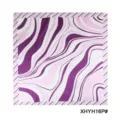 Women fashion printed small square scarf elegant purple pink marble silk neckerchief - Purple Pink White Marble Wave