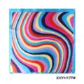 Colorful wave print silk scarf stylish square neckerchief for women fashion accessory - Wave Stripe Light Blue Border