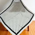 Classic black and white polka dot silk square scarf with elegant border for women spring. - SJ1204-JKF