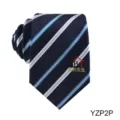 Men's business corporate striped jacquard polyester tie with custom corporate logo design. - YZP2P