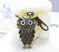 Vintage bronze owl pocket watch keychain, unique retro metal pendant gift for daily use. - Flap Owl Hanging Clasps / Bronze
