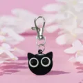 Cute black cat head metal keyring charm fashion cartoon anime keychain accessory for bags keys - Black