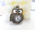 Vintage bronze owl pocket watch quartz pendant necklace unique fashion gift for women - Big-Eyed Owl Keychains / Bronze