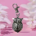 Silver owl pocket watch keychain, portable decorative nurse watch with vintage metal finish. - Silver White
