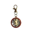 Orologio da tasca vintage leone bronzo portachiavi quarzo mini orologio con glitter rossi. - Leone (D0125)