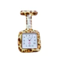 Leopard print square silicone nurse fob watch, quartz pocket watch with pin for medical staff. - Leopard Print